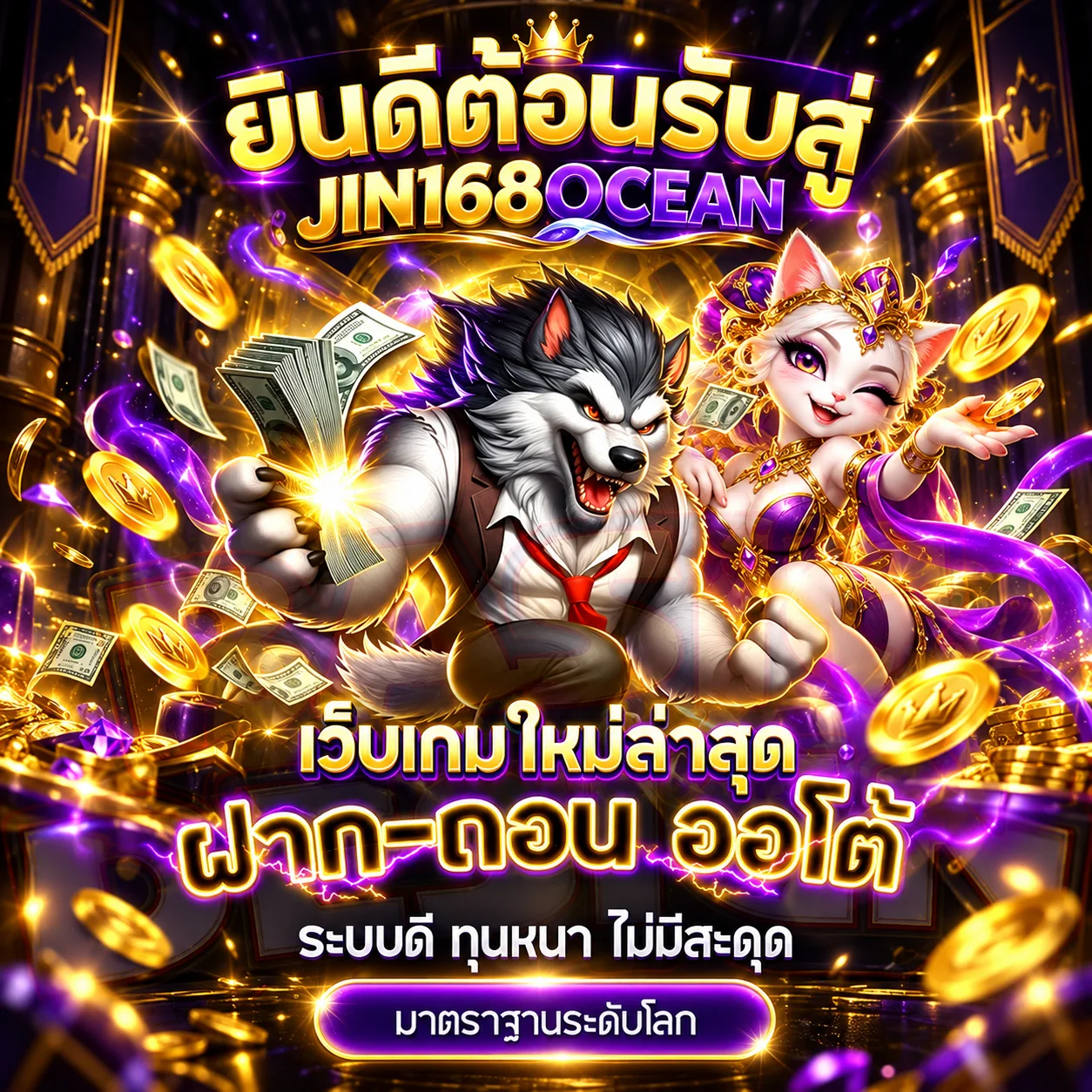 ภาพต้อนรับสมาชิก jin168ocean และทางเข้าเกม